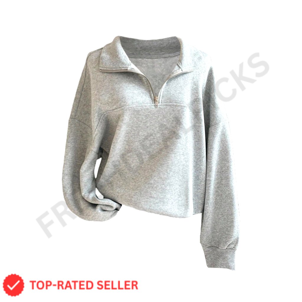 Oversized Quarter Zip Sweatshirt Mock Neck Pullover Chic Casual Y2k Style